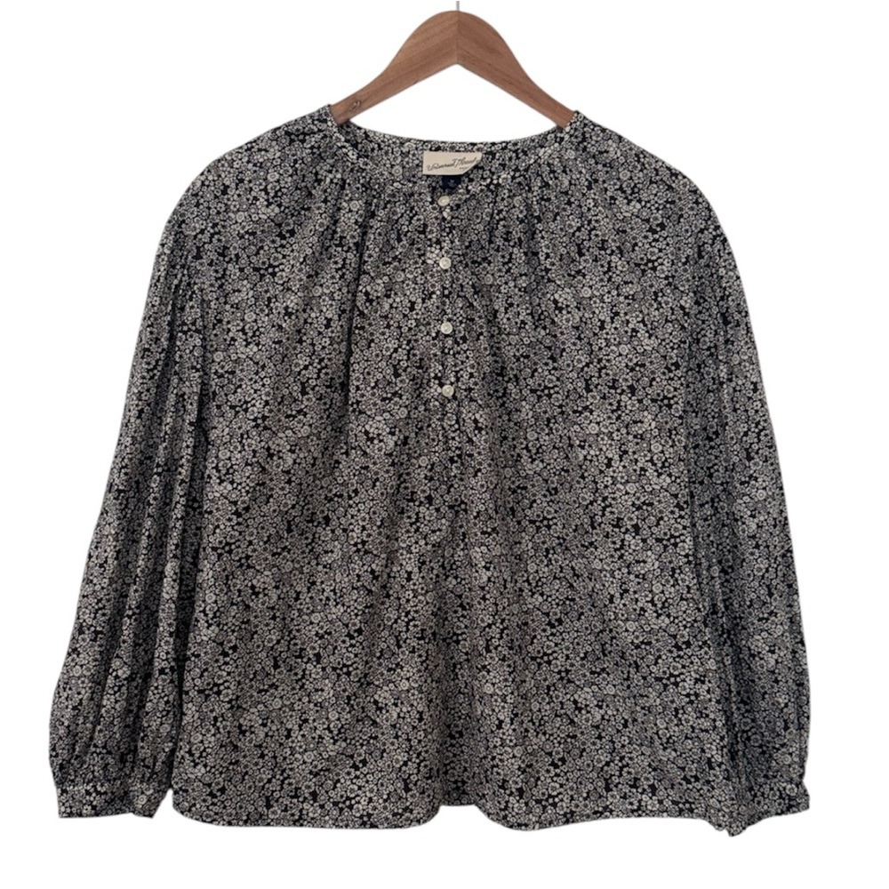 Universal Thread Top Peasant Floral Black/White Medium
